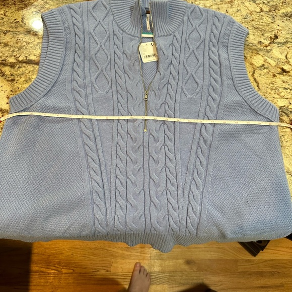 Free people Lizzy Half Zip Sweater Vest cableknit -periwinkle blue oversized fit - Picture 4 of 4